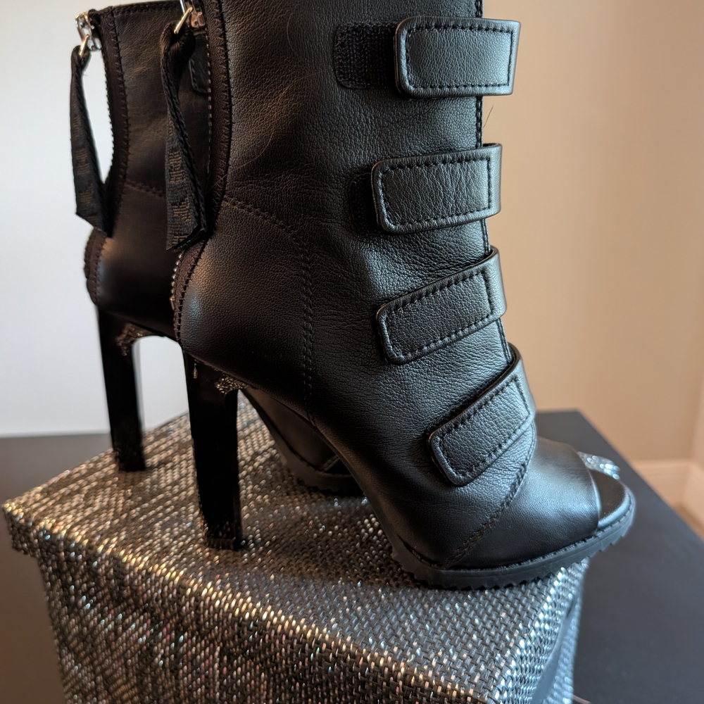 DKNY Women's Sexy Black Peep Toe Booties - Picture 4 of 8